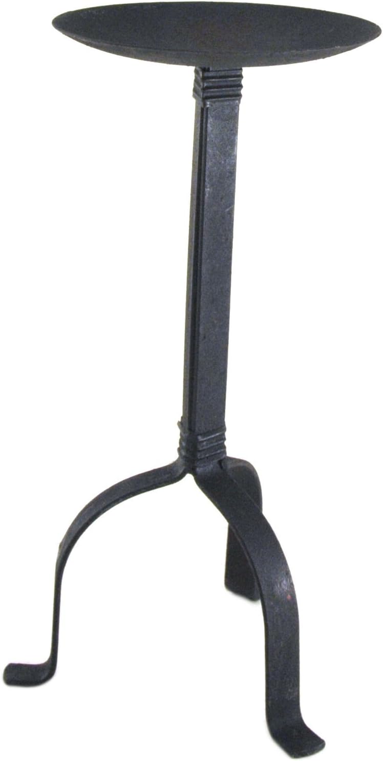 Primitive Antique Metal Pillar Candle Holder, 10inch