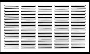 HVAC Premium 24 x 14 [Duct Opening] Flat Stamped Steel Return Air Grille - Sidewall and Ceiling - HVAC Vent Duct Cover - White [Outer Dimensions 25.75w X 15.75h]