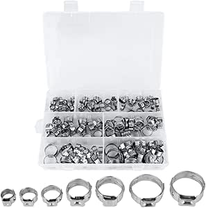 MLINS 60pcs Single Ear Hose Clamps Stainless Steel Cinch Clamps For Pex Tube Clamp Assortment Kit Stainless Steel Crimp Rings Tube Cinch Clamps - View #10