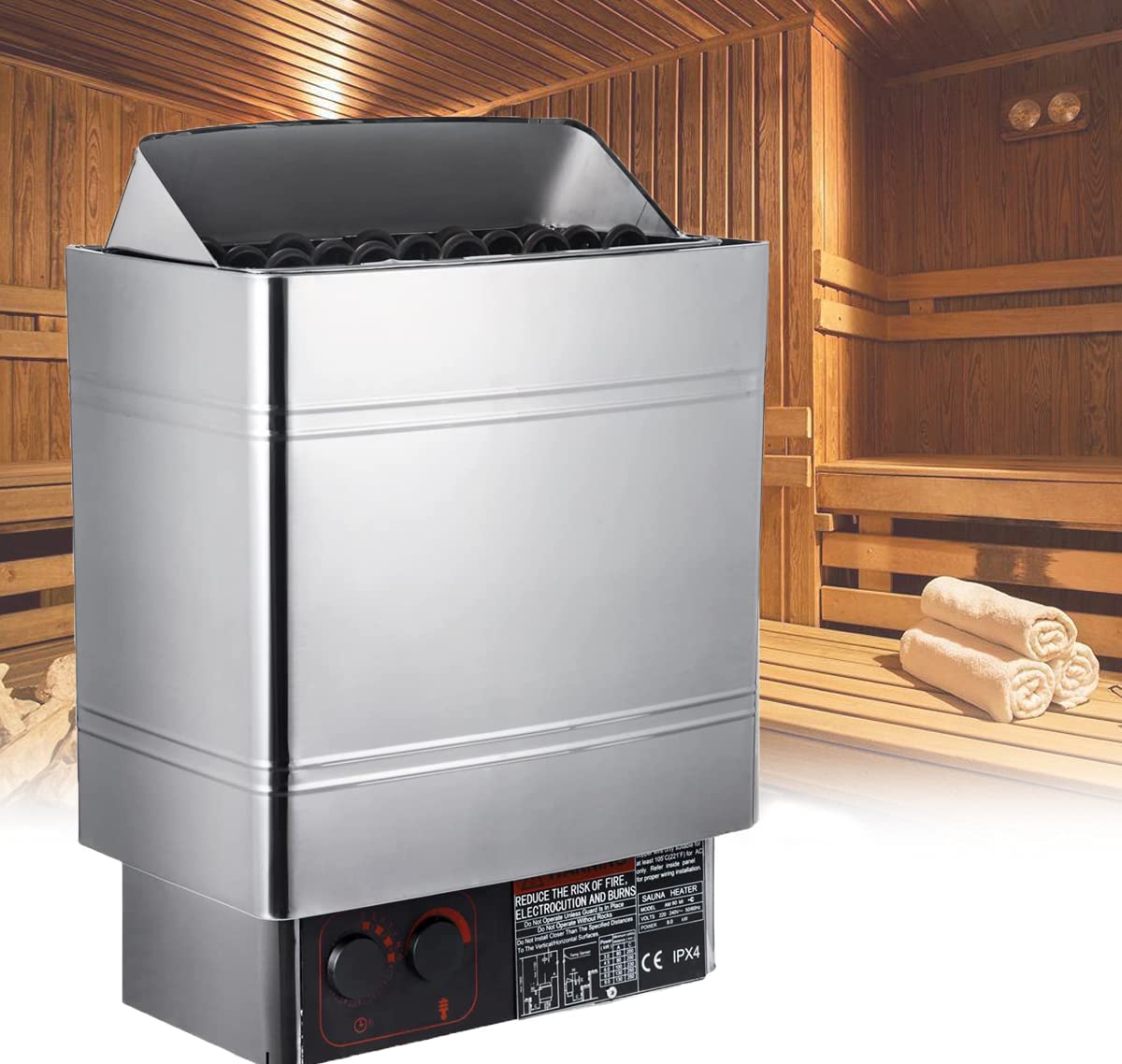 Riscaldatore Elettrico per Sauna da 3/4,5/9 KW, 220 V, Montaggio a Parete, con Controllo Termostatico, Riscaldatore per Sauna Integrato, Uso Commerciale/Domestico (9 kW)