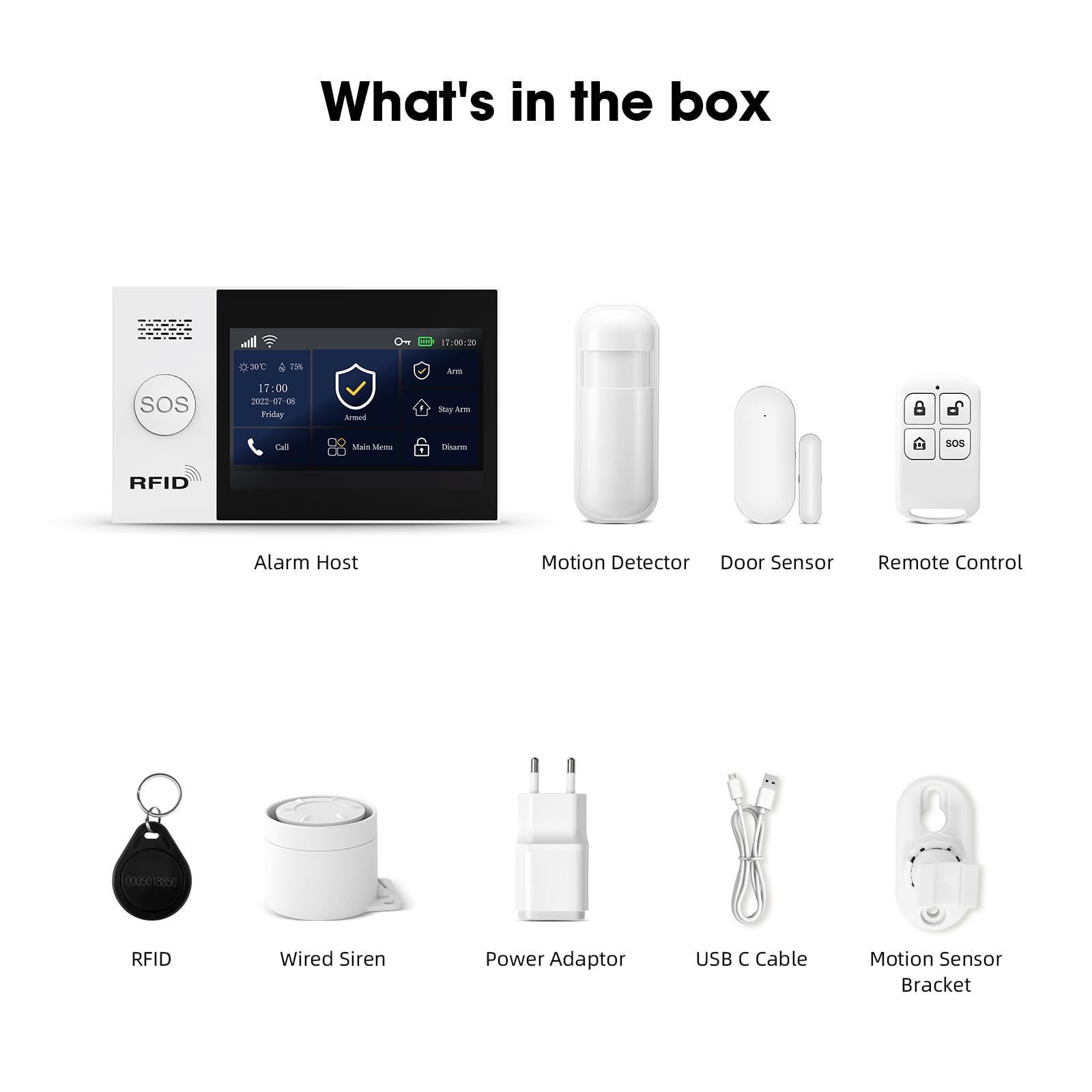 PGST Allarme Casa Senza Fili, GSM WIFI Allarme Casa Wireless, Sistema di allarme con rilevatore di movimento, allarme per finestre/sensori per porte, sistema di allarme per casa, appartamento