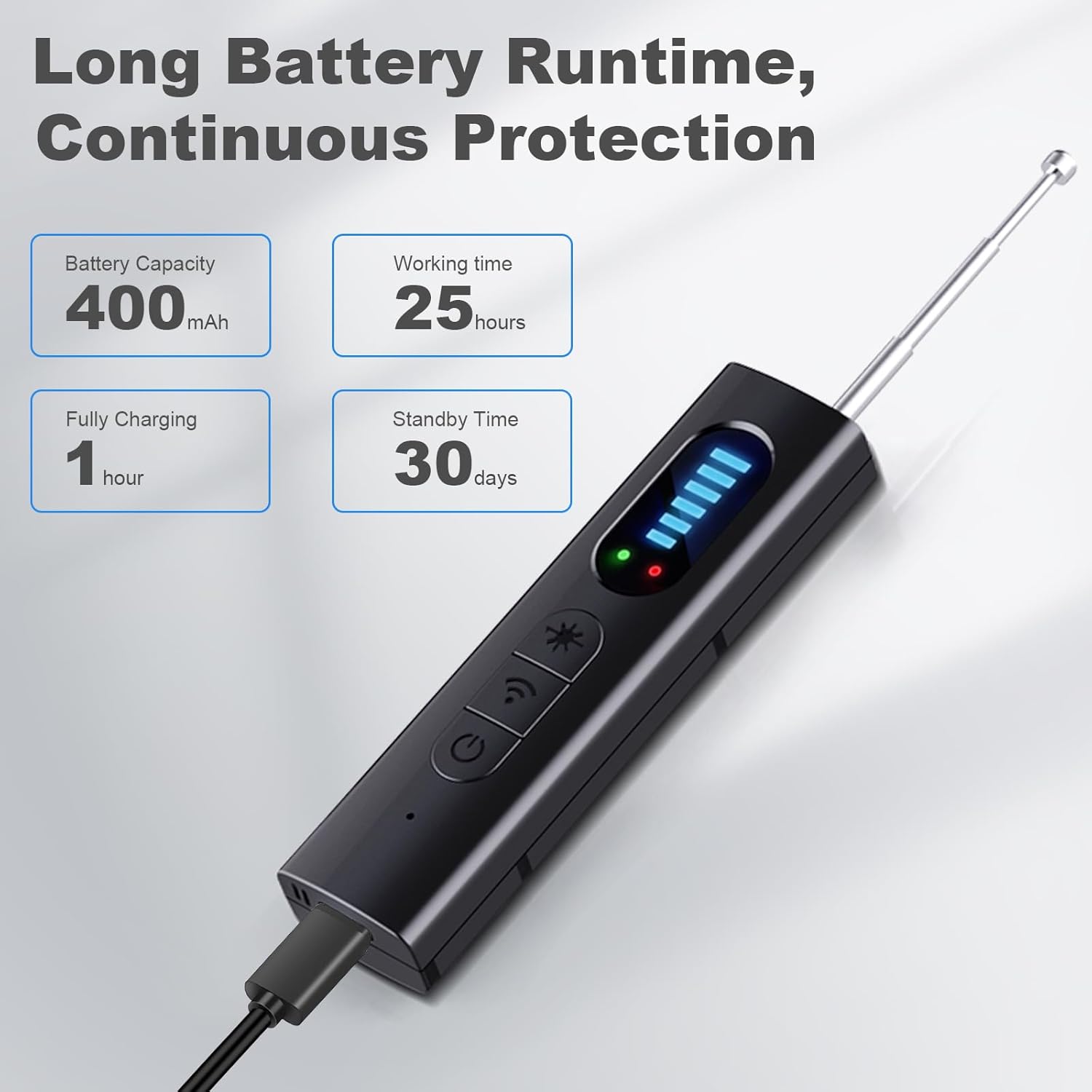 Hidden Camera Detector, Anti Spy Camera Finder Wireless Rechargeable with 5 Levels Sensitivity, GPS Tracker Detector, Bug Detector, Rf Signal Scanner for Home, Office, Hotel - Image 3