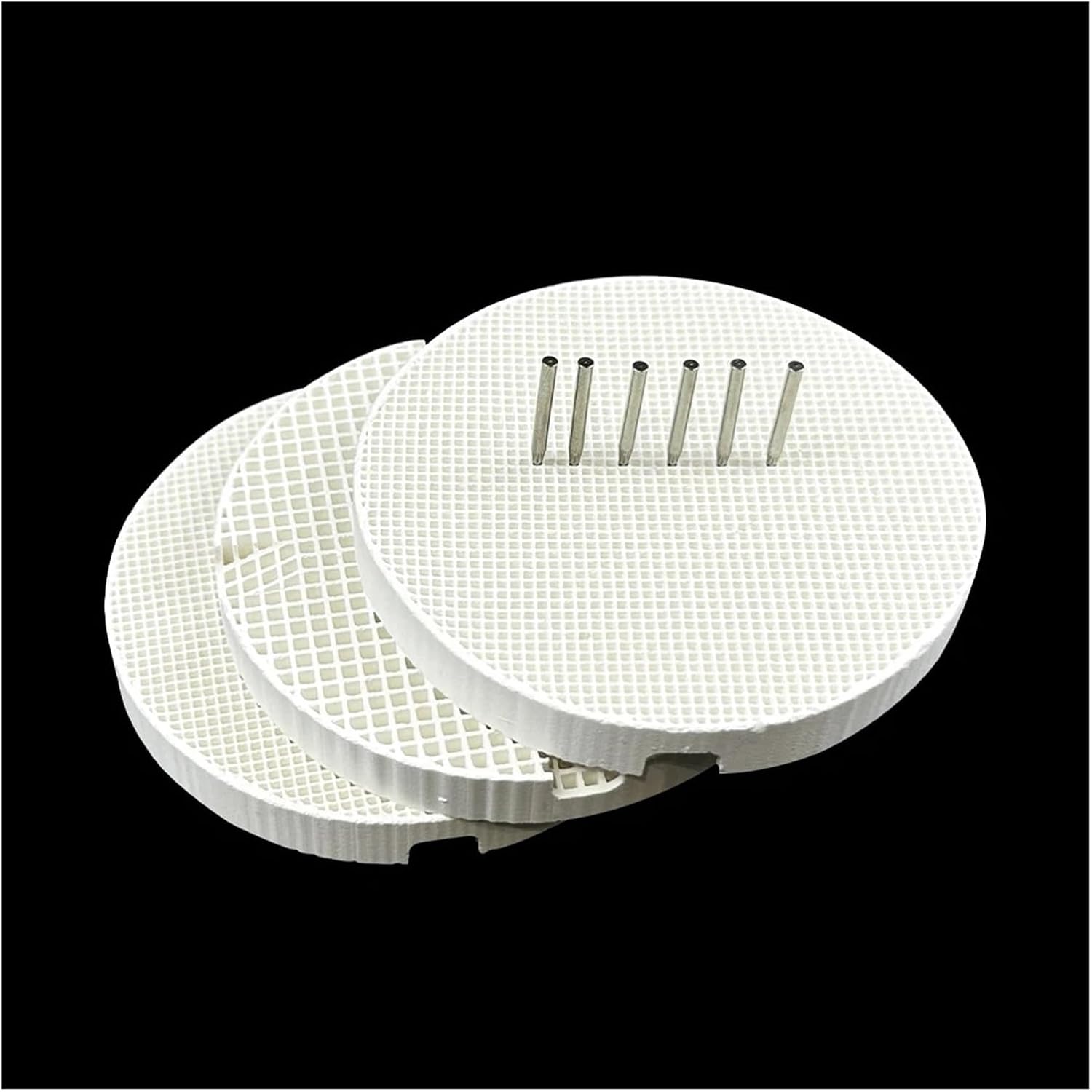 Dental Lab Honeycomb Firing Trays 10 Firing Trays + 200 Zirconia Tips Ceramic Metal Pins Dental Lab Honeycomb Kit with Pan Rack Circle(5Sets S)