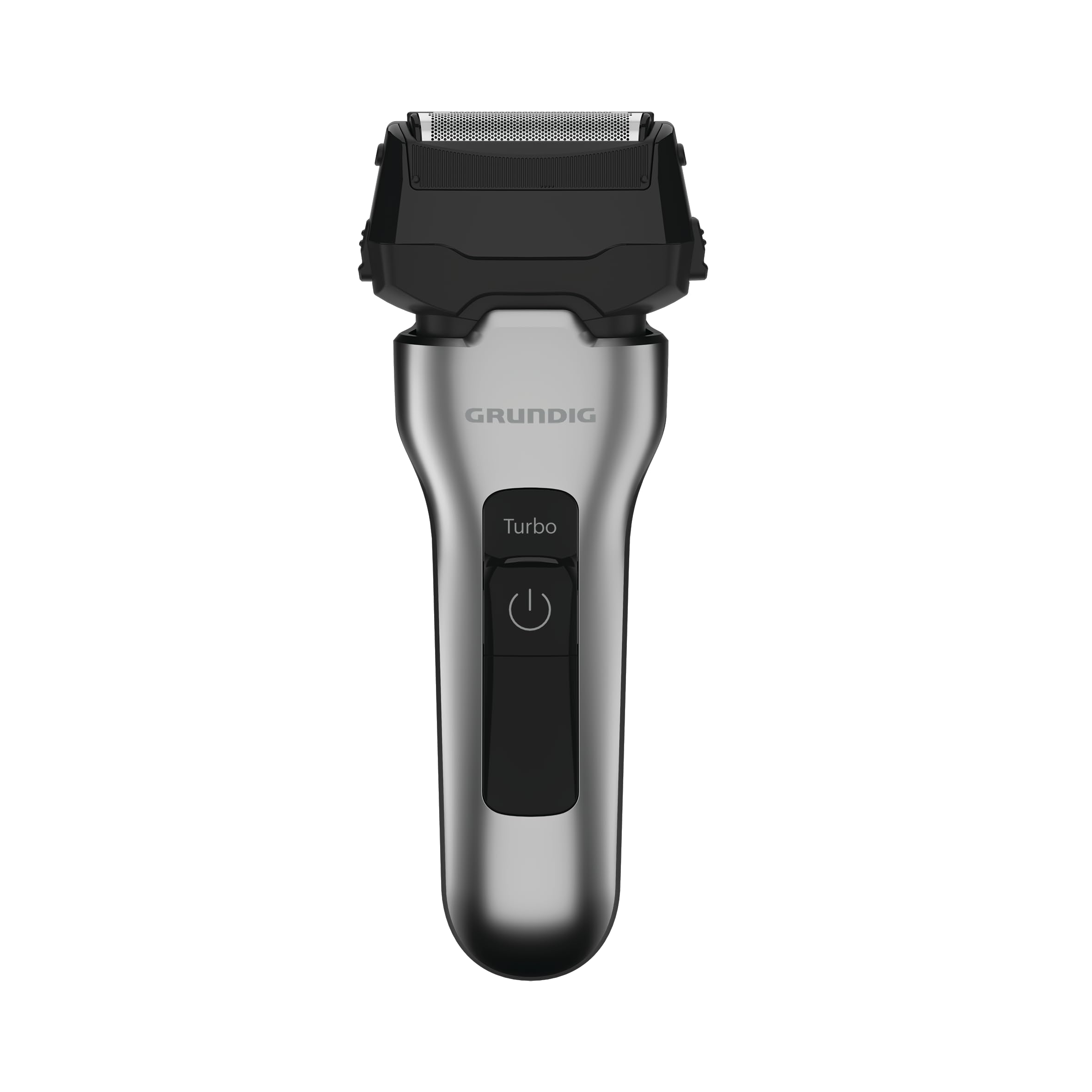 GRUNDIG MS 7330 L Herrenrasierer, 60 Min Betriebszeit, Ausklappbarer Langhaarschneider, 3-fach Schneidsystem, Gehäuse aus 74% recyceltem Kunststoff, Silber/Schwarz