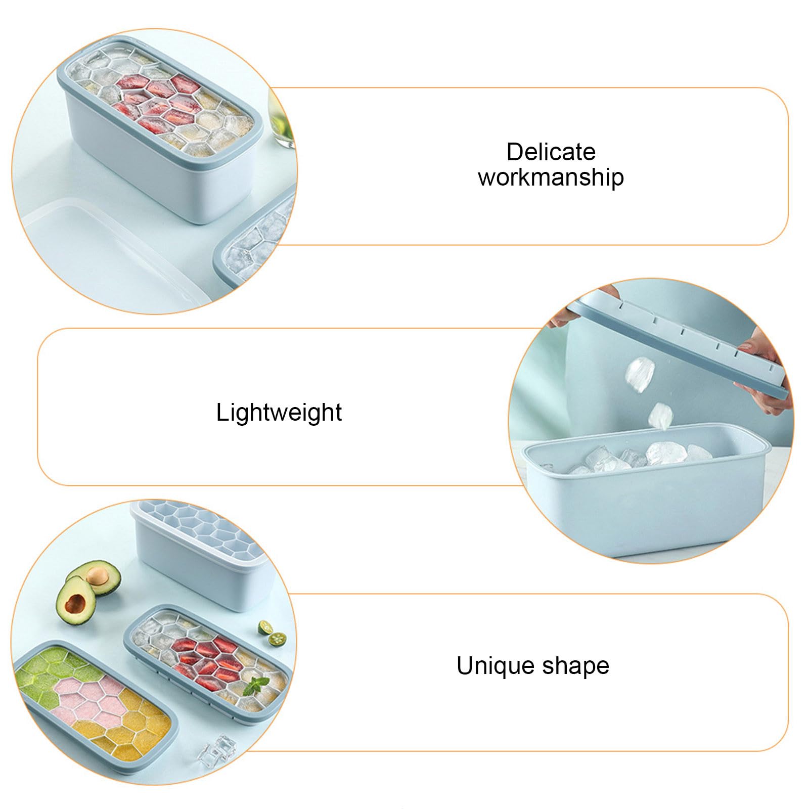 Sewroro Bac à Glaçons en Silicone avec Couvercle, Moule à Glace Solide et Anti-odeur pour DIY et Usage Hôtelier, Set 1 Pièce avec Fond Souple