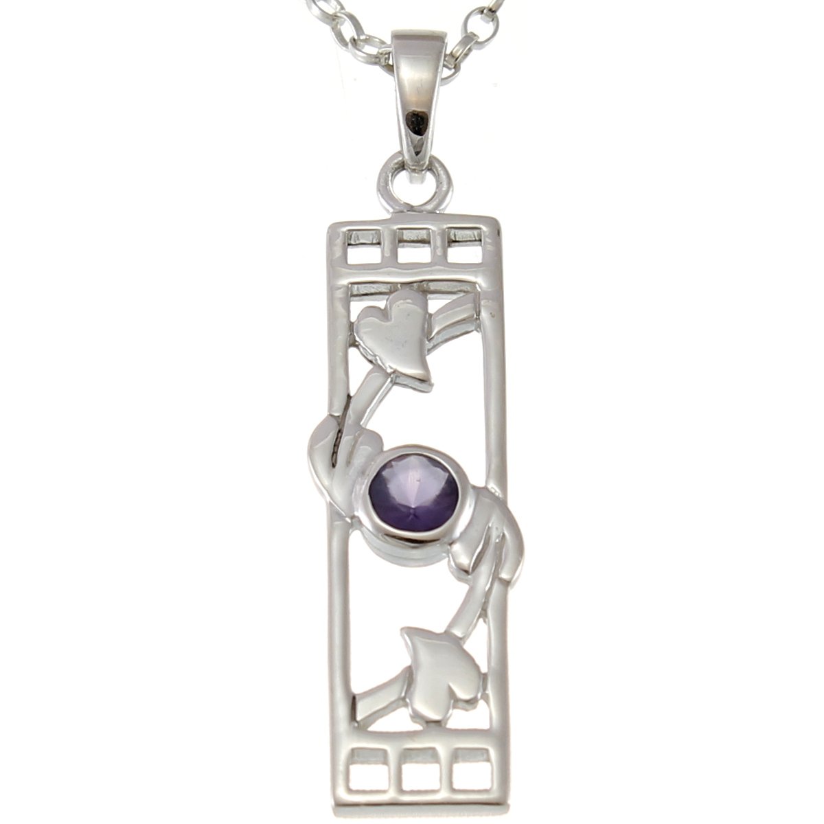 Sterling Silver Charles Rennie Mackintosh Pendant Necklace with 18" Silver Chain and Gift Box