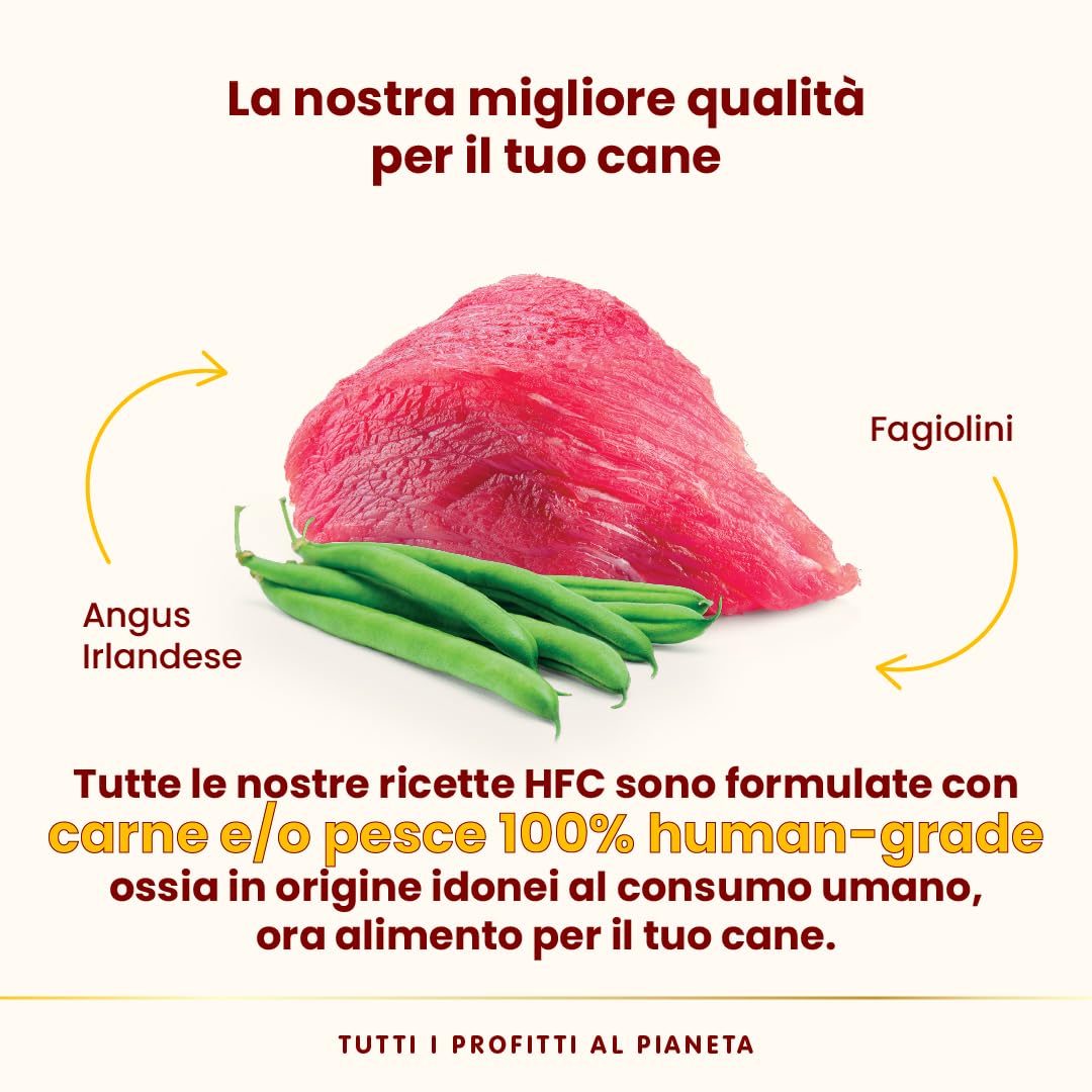 almo nature HFC Complete - Alimento Umido per Cani Adulti - Angus Irlandese con Fagiolini - qualità Human Grade, Senza Glutine, Monoproteico - 85g, Confezione da 17