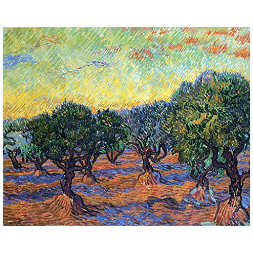 van Gogh Olive Grove, Orange Sky - Imán para nevera