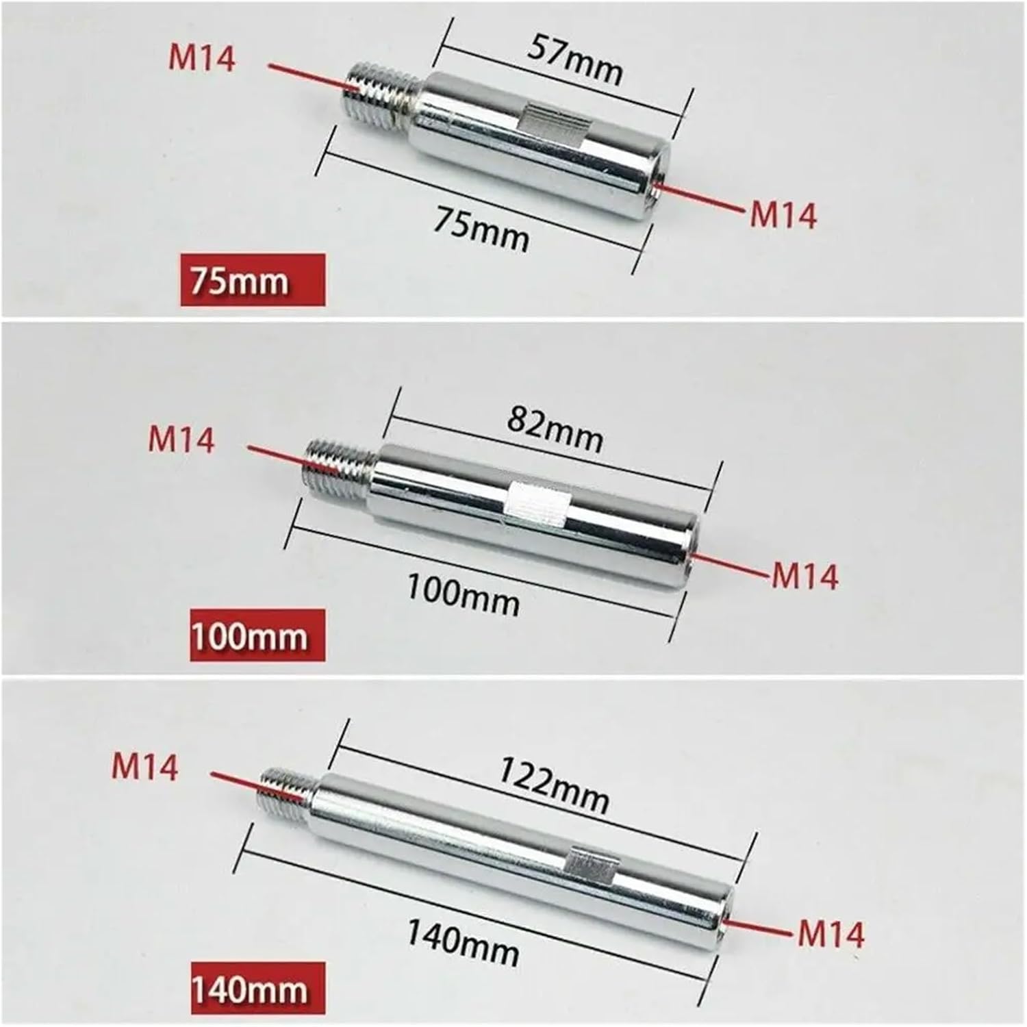 Adapter for Angle Grinder Angle Grinder Holder 3pcs Angle Grinder Extension Rod 75/100/140mm Thread Adapter Rod Polishing Pad Grinding Connection Rod Polisher Accessories(100mm)