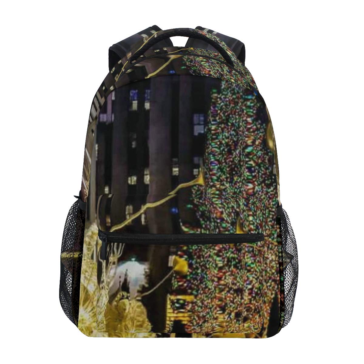 KASMILN Leisure Bag,New York City USA Angels Big Christmas Tree Light in Front The Center Famous,Student Bag Backpack Travel Large Capacity