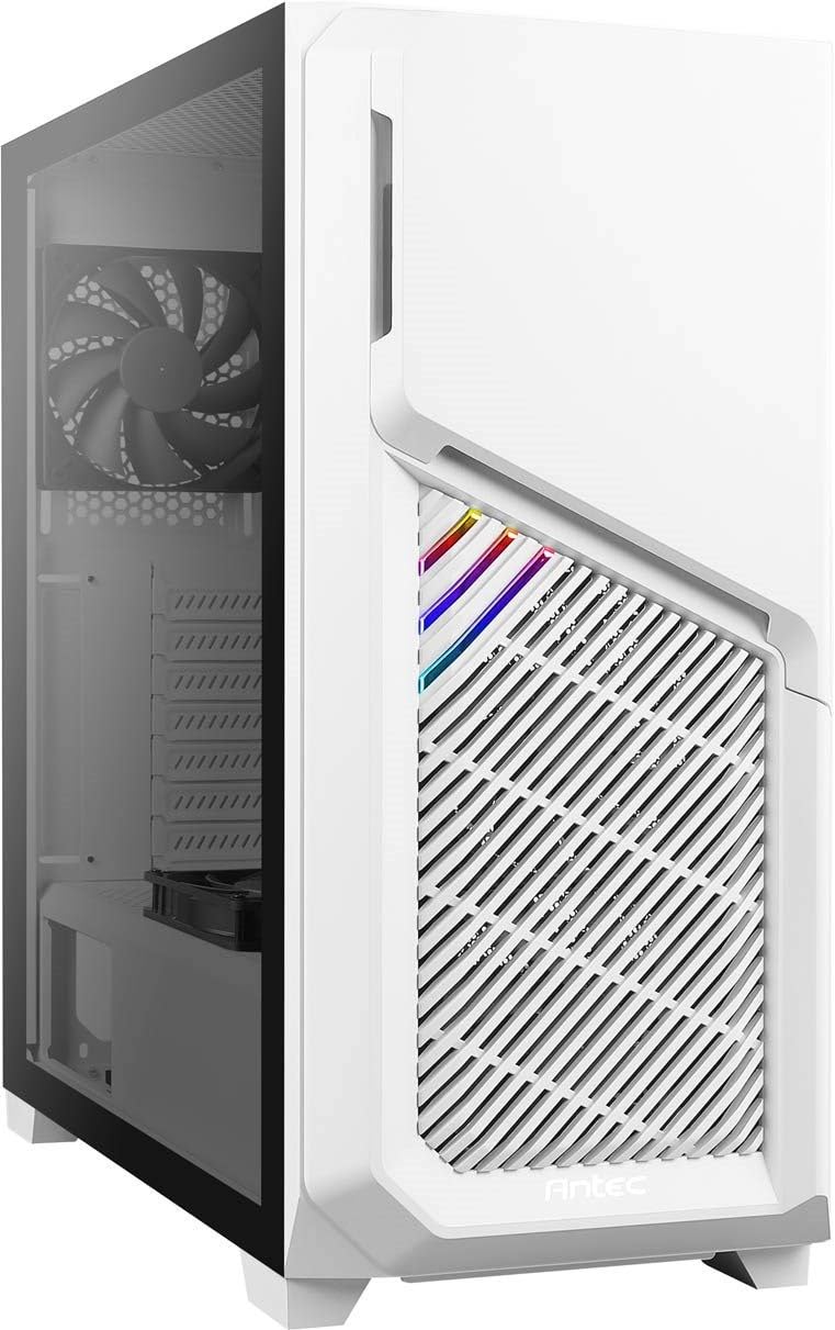 Antec Dark Phantom DP502 Flux White Mid Tower ATX Gaming Case I Cabinet I Tempered Glass Side Panel I 3 x 120 mm, 1 x 120 mm Reverse & 1 x 120 mm Rear Fans Included