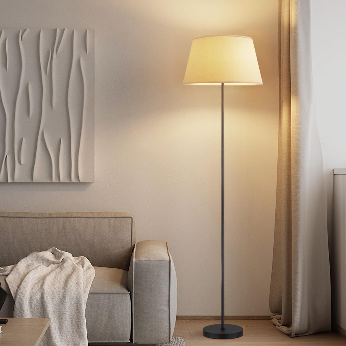 Home Sweet Home Lampenschirm für Tischlampe und Stehlampe | Lampenschirm Warmweiß | 35/30/19 cm | für E27-Fassung |