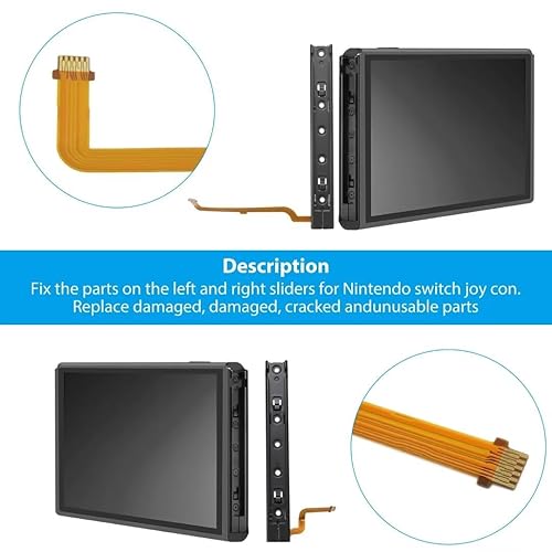 Miniatura 5 de BATEMEN W Right and Left Slide Rail with Flex Cable and Screws Kit Suitable for Nintendo Switch Console NS Controller Repair Tool