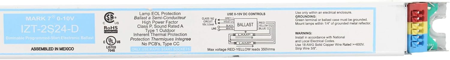 Advance IZT-2S24-D Dimmable Fluorescent Ballast, F24T5HO, 2-Lamp, 24W T5/HO, 120-277V