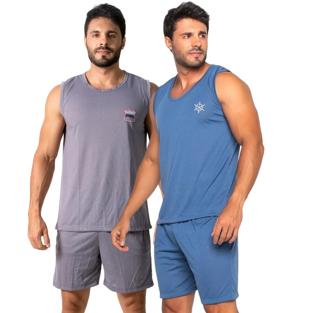 KIT 2 Pijamas Regata Masculino Curto Fechado Conforto Casual Inverno em promoção! Veja a oferta e mais achadinhos de Moda íntima 4 Hoje é o melhor dia para comprar KIT 2 Pijamas Regata Masculino Curto Fechado Conforto Casual Inverno com aquele preço maroto! Promoção! Aproveite a oferta! 4