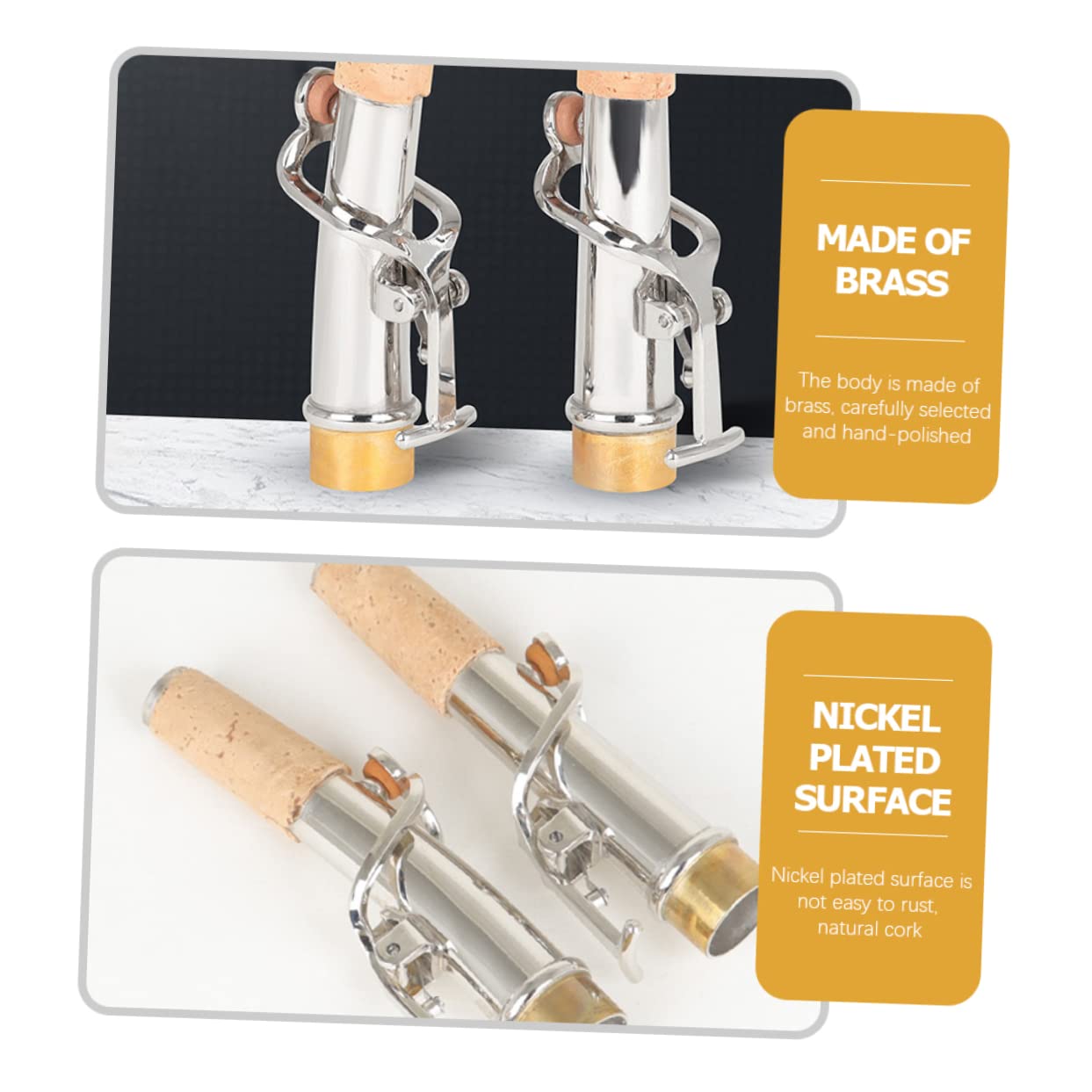 ibasenice 6pezzi Collo Per Sassofono Accessori Professionali Per Sassofono e Soprano Design Dritto e Curvo Resistente e Leggero Per Musicisti e Appassionati Di Musica