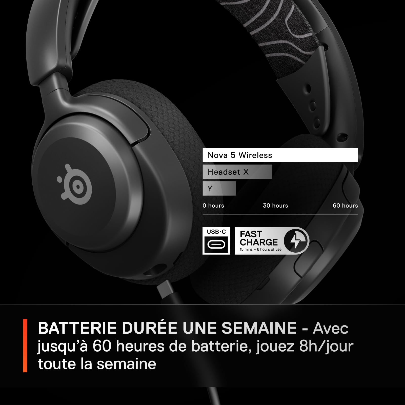 SteelSeries Arctis Nova 5 Casque Gaming Sans Fil Multi-Système - Haut-parleurs magnétiques néodyme - 100+ profils audio - Batterie 60h - 2,4GHz/BT - Micro ClearCast Gen 2.X - PS4/5, PC, Switch, Mobile