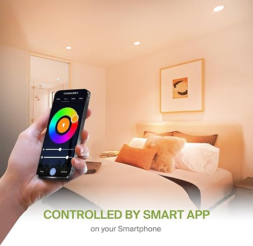 Miniatura 5 de ASD Paquete de 1 iluminación LED inteligente empotrada de 6 pulgadas, 15 W, luces RGBW que cambian de color, compatible con Alexa y Google