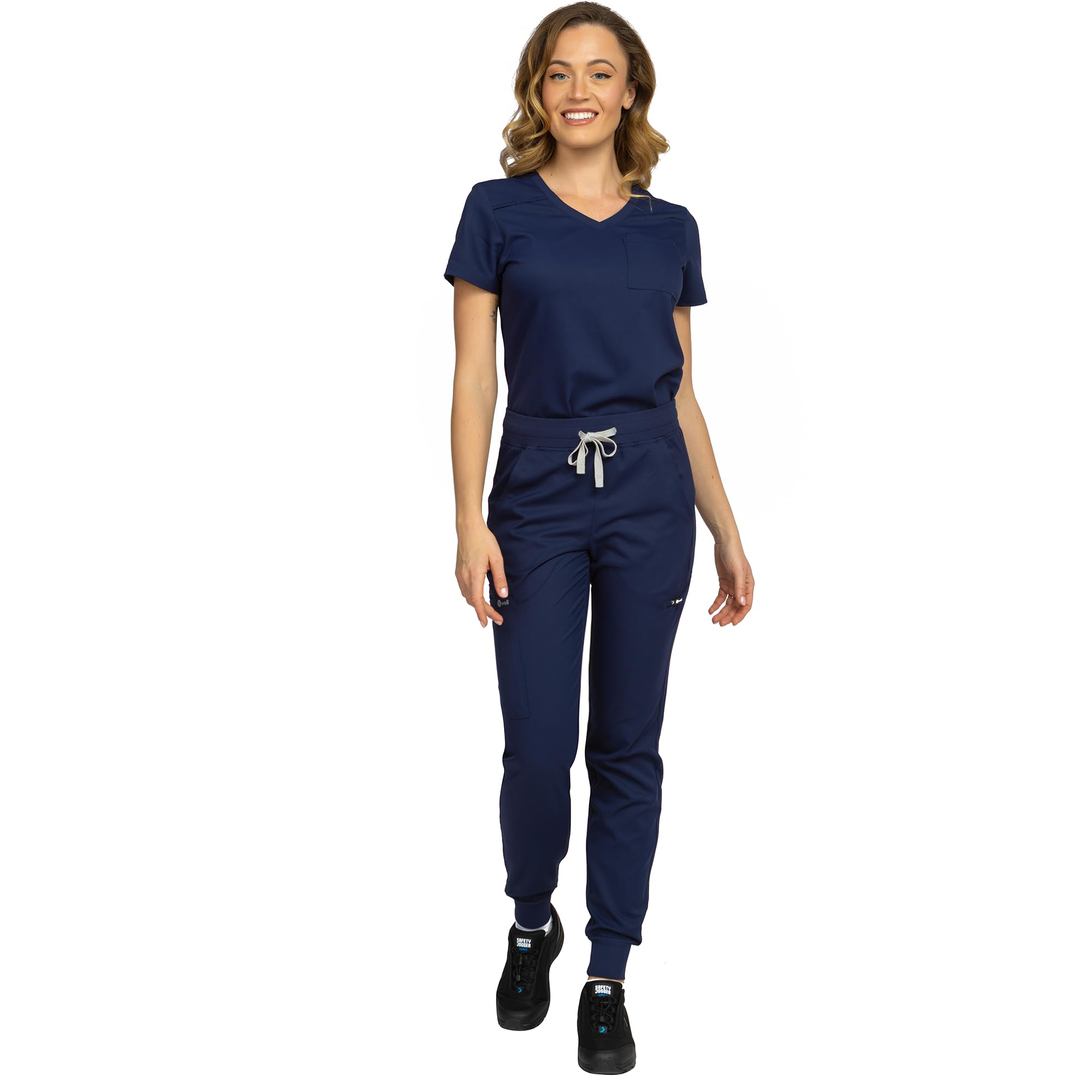 B-well Aurelia Pantaloni Medici Jogger - Antimicrobico, Antiodore, Antipiega, 6 Tasche e Vita Regolabile