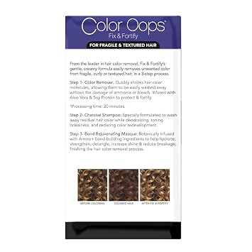 Color Oops Fix & Fortify Bond Rejuvenating Color Remover, Includes Color Remover, Activator Mixing Bottle, Charcoal Shampoo, Bond Rejuvenating Masque, Gloves, Cap, Instructions, Cruelty Free