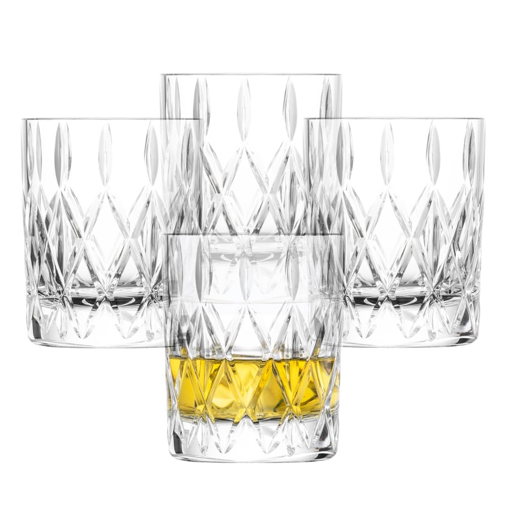 Schott Zwiesel Whiskey Glasses Age (Set of 4), Graceful tumblers for Whisky with Relief, Dishwasher-Safe Crystal Glasses (Art. no. 124299)