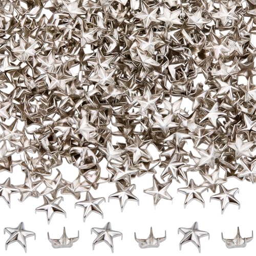 SOFPLATE 1 caja de 400 remaches de Estrella con Cabeza de Garra de 10mm de Aleación de Metal Plateado con Cinco Mordazas Estilo Punk Rock para Manualidades de Cuero Ropa Cinturones Bolsos Zapatos Chaq