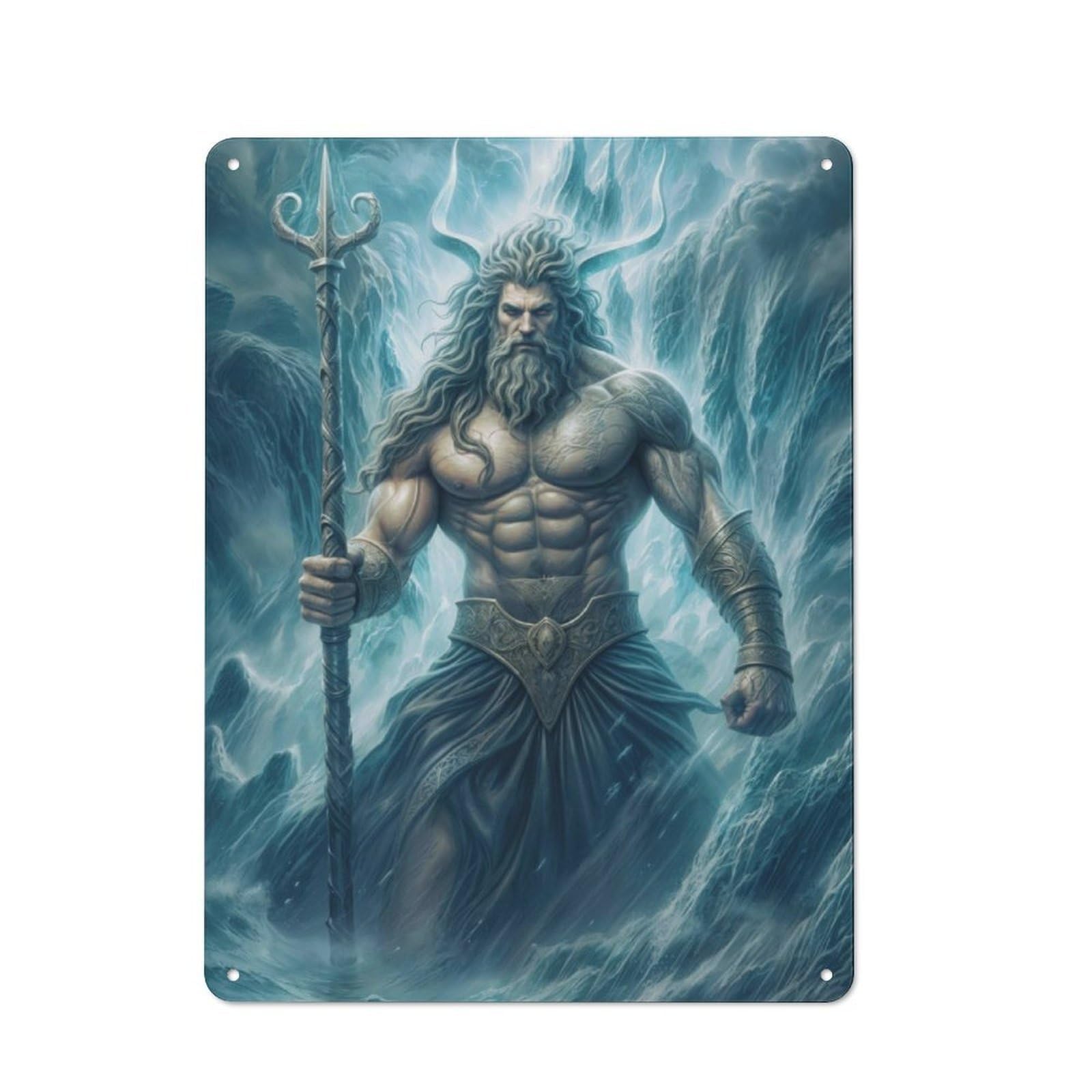 Poseidon Metal Wall Art Sign 40x30cm, Old Fashioned Nostalgic Wall Art for Living Room, Hallway, Kitchen Or Cafe