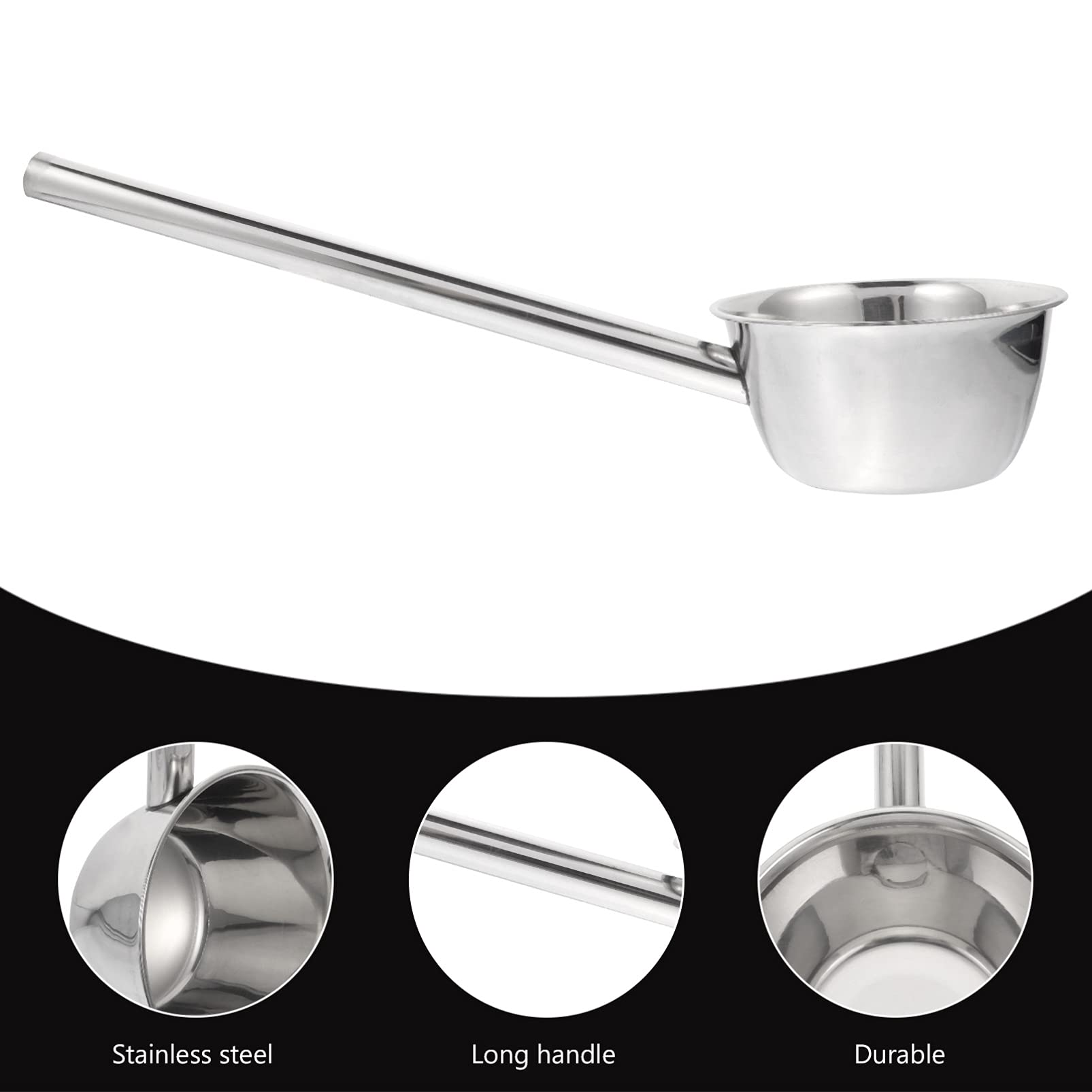 Yardwe Mestolo per Acqua con Manico Lungo Mestolo per Acqua da Bagno in Acciaio Inox Mestolo per Acqua in Metallo Irrigazione Giardino Mestolo Lungo Mestolo per Shampoo Tazza per