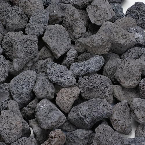 Rahato 10lbs Lava Rocks for Fire Pit 1/2-2 Black Lava Rocks for Gas Fireplace Lava Stone for Fire Tables Garden Landscaping Decoration Indoor and Outdoor Use