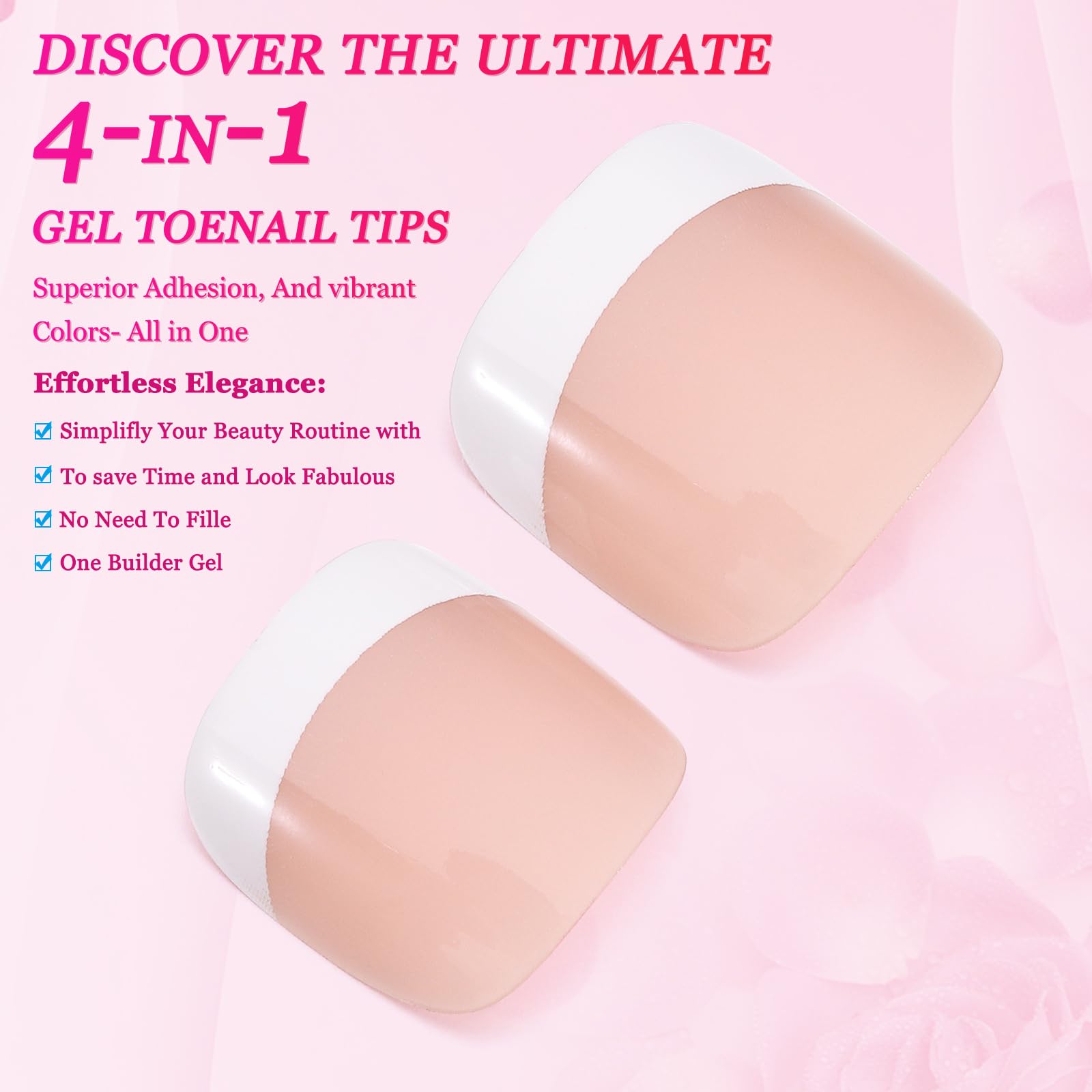 WUZIA 240PCS Toe Nail Tips, Glossy French Press on Pre-applied Soft Gel Fake Nails for Nail Extension at Home DIY (White-Deep Bronze) - Image 2