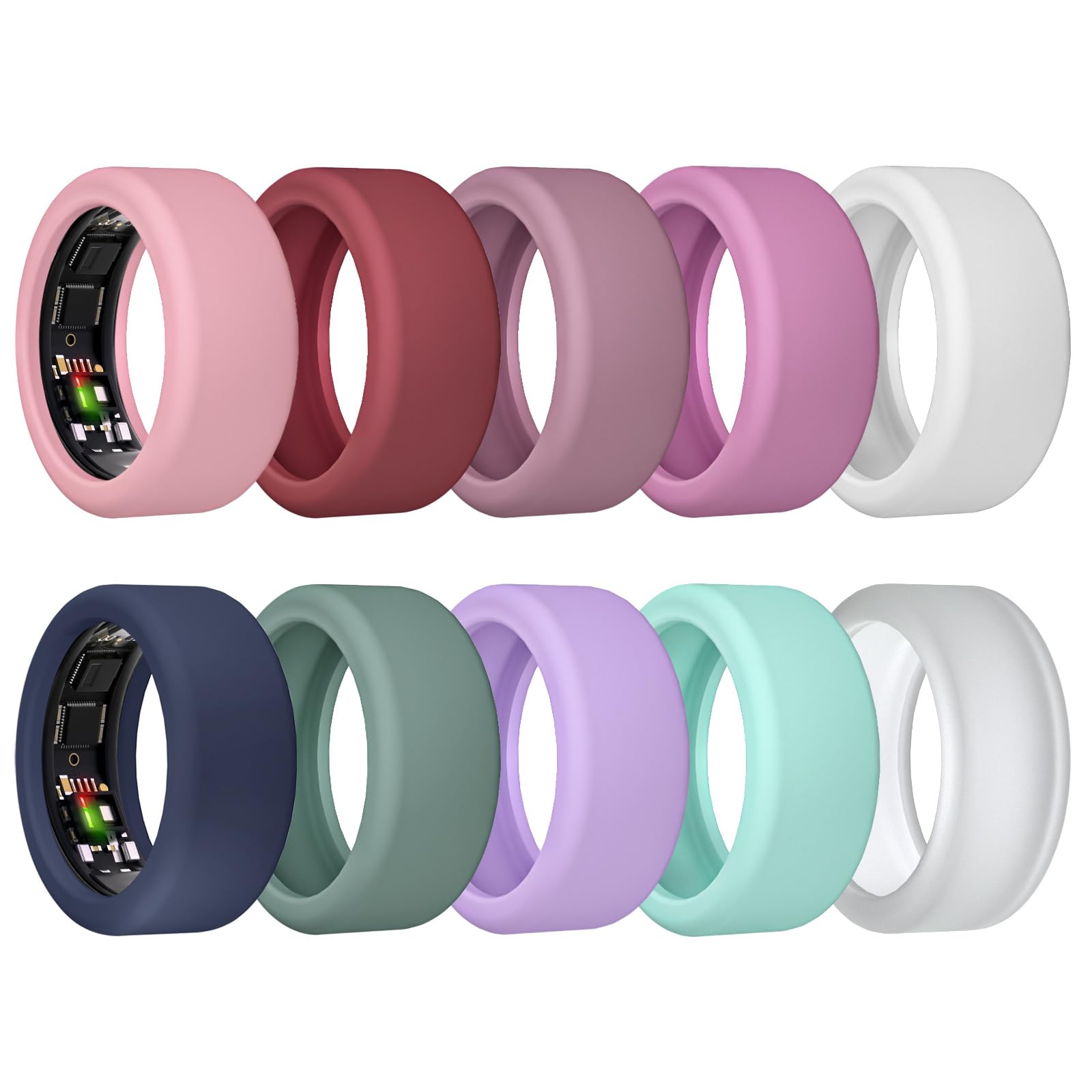 10Pack Ring Cover for ULTRAHUMAN Ring AIR, Elastic Silicone Ring Protector Working Out Accessories Men Women (All 10 Colors-1, S (6/7/8/9/10))-image-5