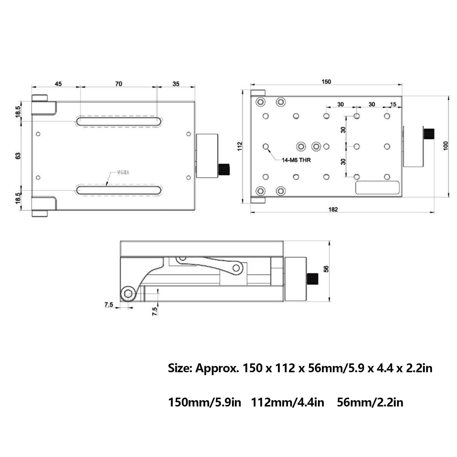 Tabella regolabile di spostamento della perforazione di inclinazione, piattaforma di angolo 0-90°, lega di alluminio resistente alla ruggine, per banchi prova di laboratorio