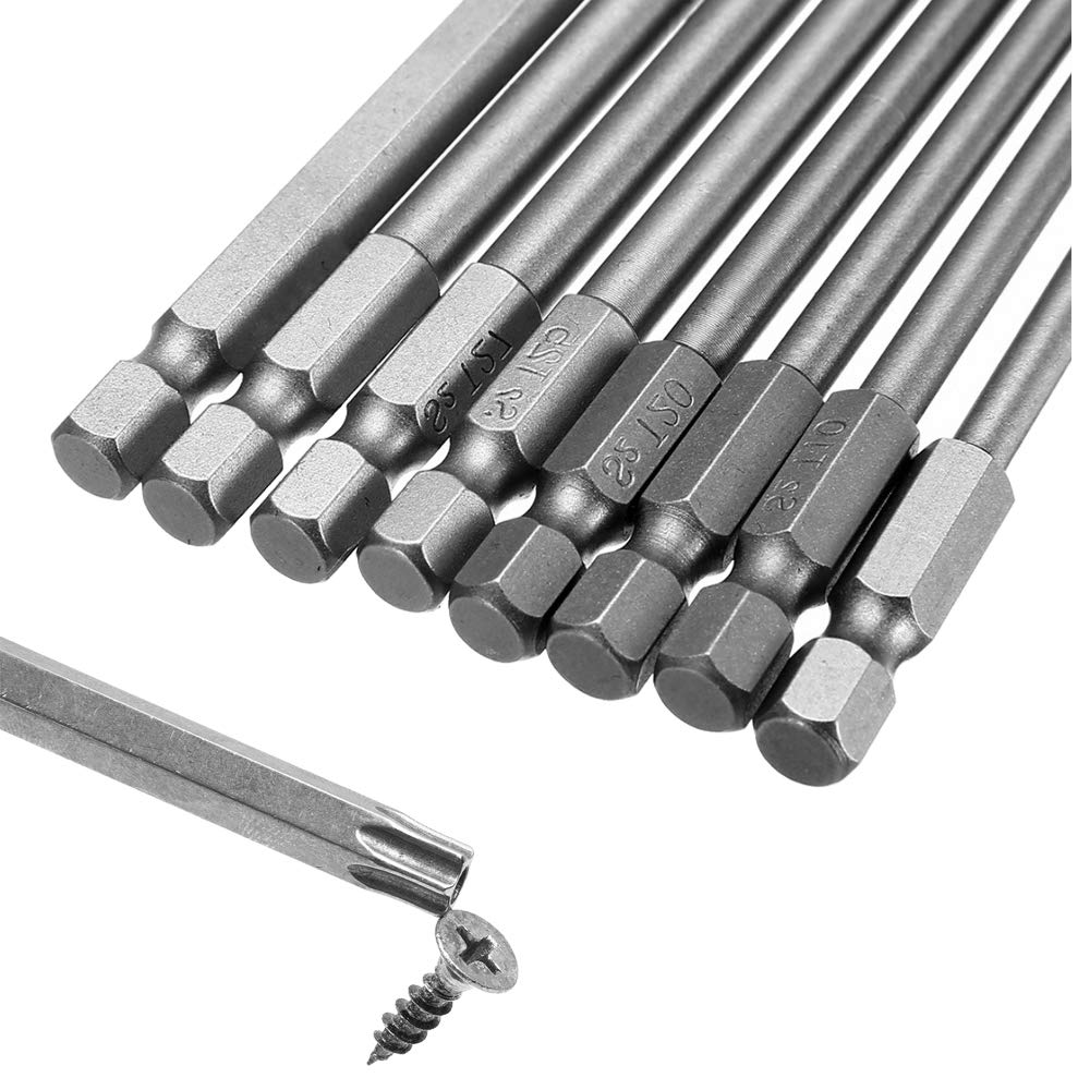 Set 10 Punte Cacciavite Lunghe 150 Mm KELSON – Esagonali E Torx – Magnetiche 1/4