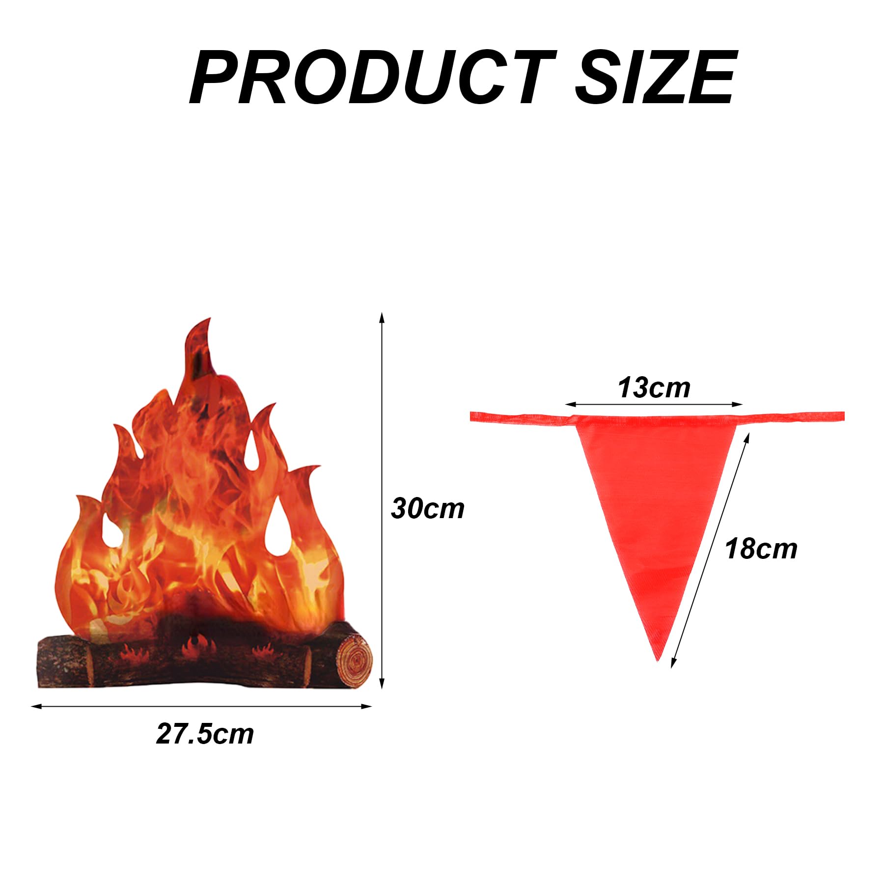 Fake Fire - 5PCS Fake Campfire 50M Red Bunting, Camping Party Decorations, Bonfire Night Decorations - Image 3