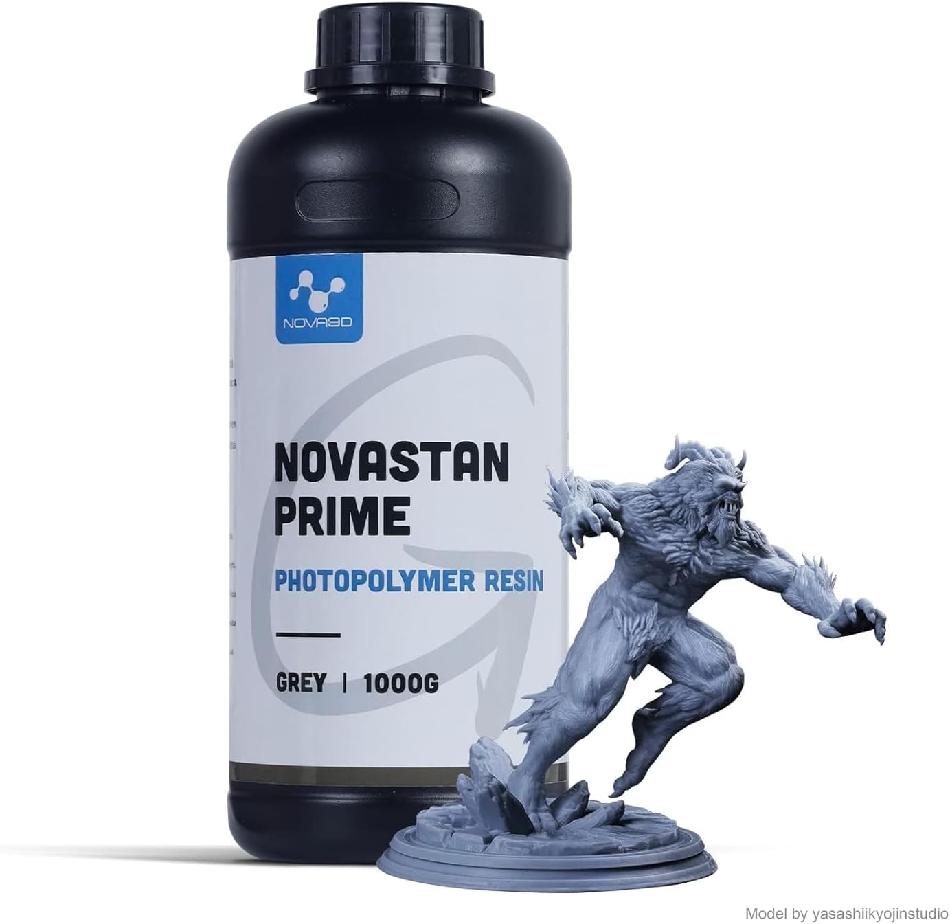 NOVA3D 3D Printer Resin Liquid,Standard Photopolymer,405nm UV Fast Light Curing 3D Printing Excellent Fluidity Resin,for 4K/8K LCD/DLP/SLA Resin 3D Printer Etc,1000g Grey Resin Printing More Models