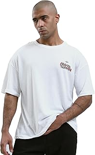 تيشرت قطن مطبوع بلون أبيض مزرقش وسهل الارتداء للرجال من ريفين