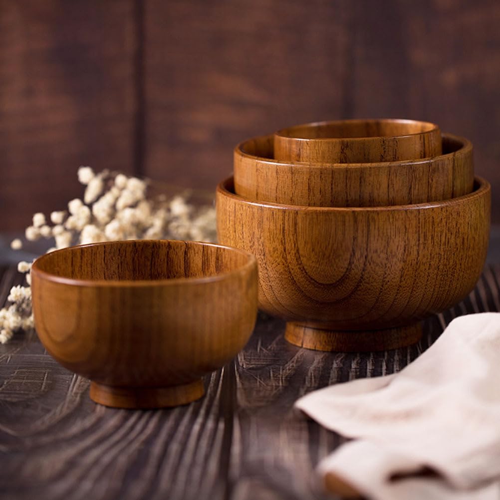 PRETYZOOM Miso - Ciotole per zuppa di riso in legno, 6 pezzi, in legno, stile giapponese, mini ciotola in legno di giuggiola, intagliata a mano, per condimenti di zuppa di riso