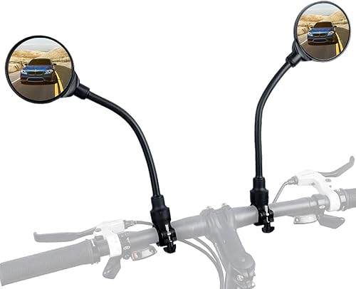 Espejo de bicicleta, espejos de bicicleta para manillares con lente convexa de rotación 360, espejo retrovisor seguro para bicicleta