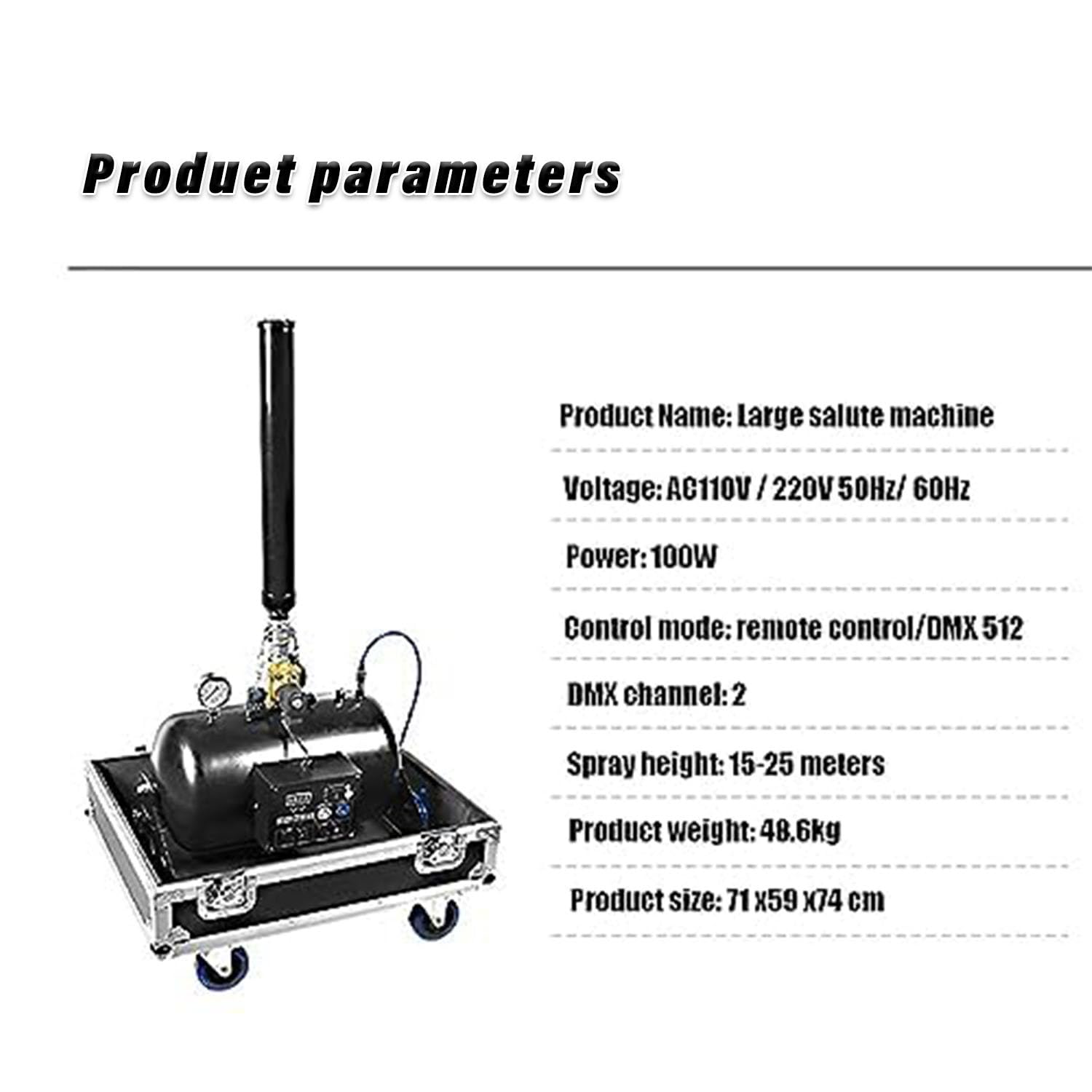 Machine à confettis électrique - Canon à confettis de 180 W avec une hauteur de jet de 8 à 12 m, contrôle DMX512/manuel, idéale pour les mariages, les événements, les discothèques, les boîte