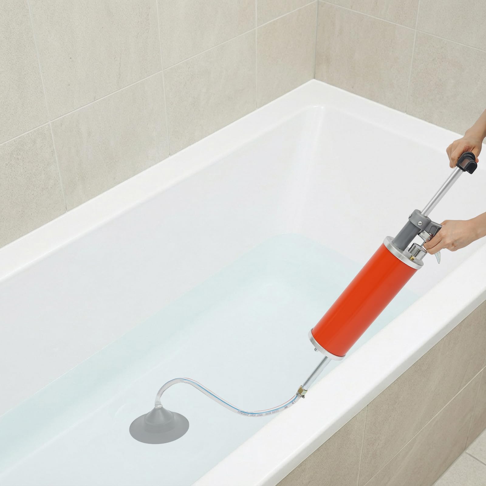 Limpiador de tuberías neumático con aire comprimido, desatascador manual de alta presión 0,7 MPa con 2 boquillas, apisonador de presión de aire para inodoro y lavabo