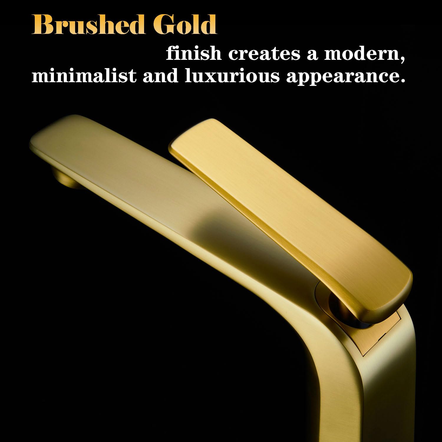 TOCALOCA Tall Bathroom Faucets Brushed Gold One Hole Single Handle Lever Faucet for Vessel Bowl Sink Premium Brass — view 2