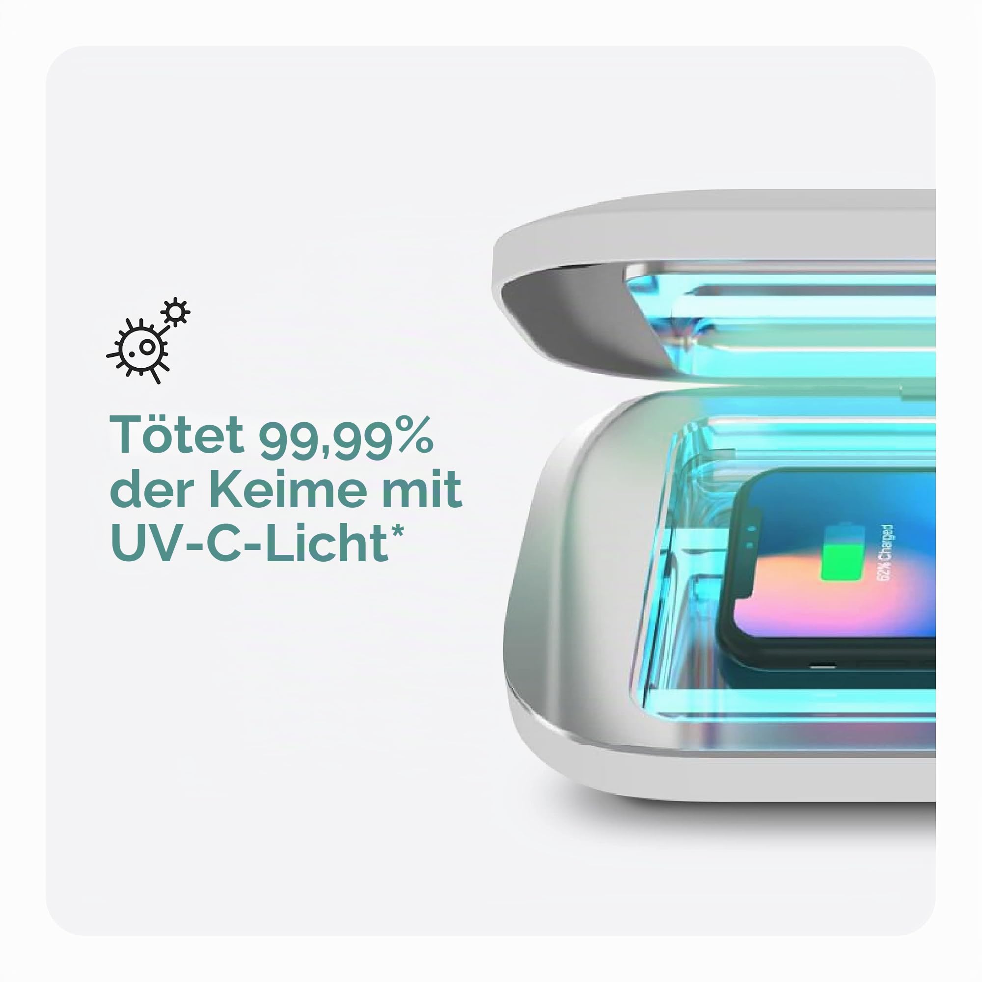 PhoneSoap Pro UV-Smartphone-Desinfektor und universelle Handy-Ladebox | Patentierte und klinisch bewiesene 360-Grad-UV-C-Desinfektion | Desinfiziert und lädt alle Handys (Weiß)