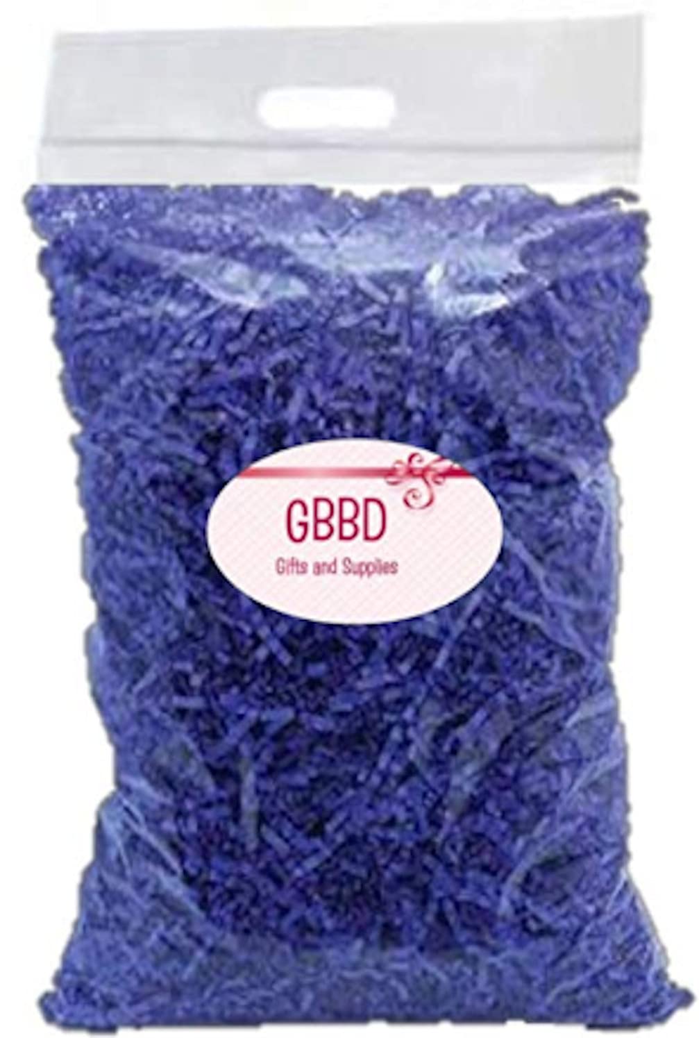 1 LB Crinkle Cut Paper Shred Grass Filler for Gift Box Wrapping and Basket Filling in Resealable Bags (Royal Blue, 1 Lb)