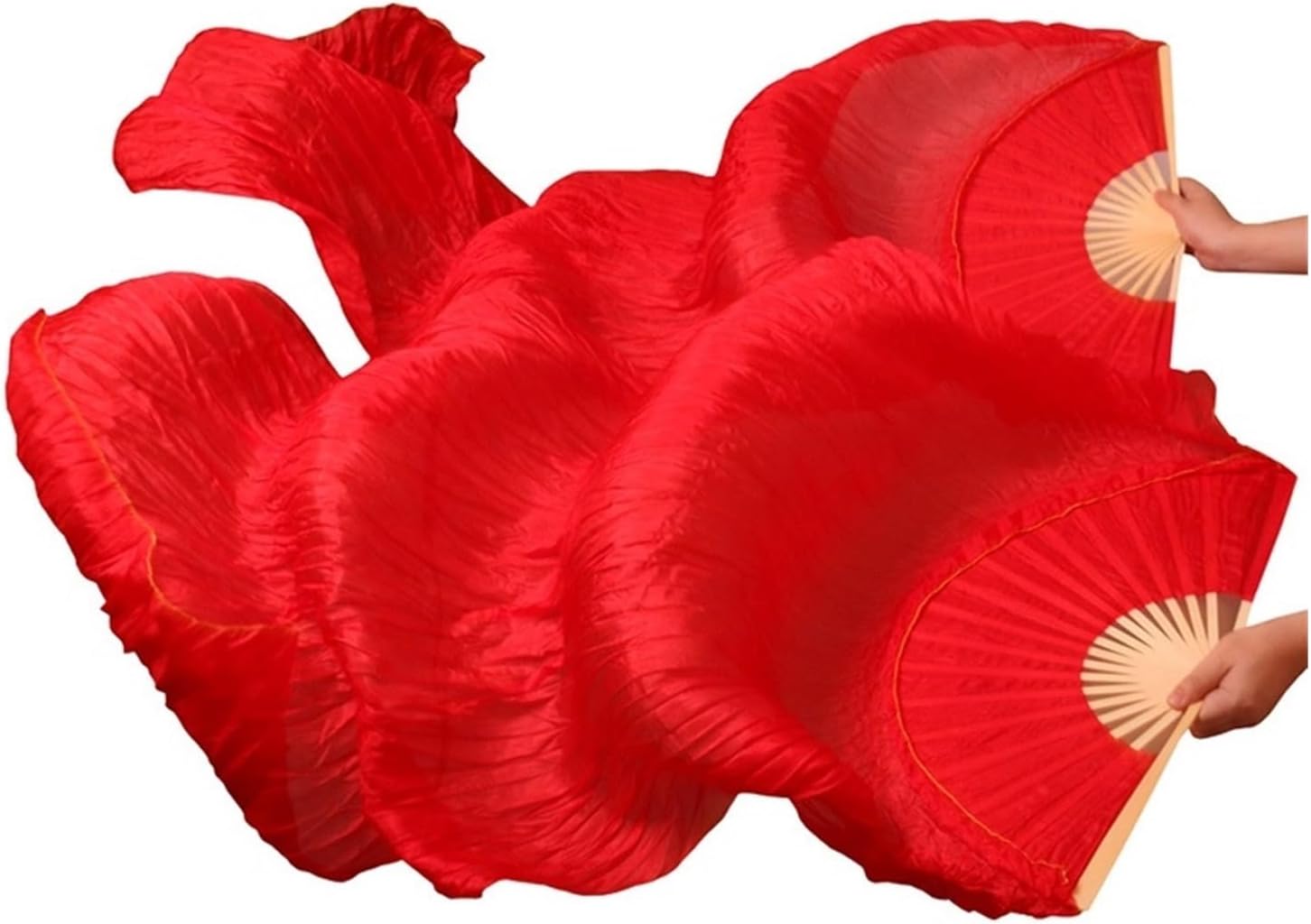 1pair Women Belly Dancing Fan Veils Gradient Color Dancer Practice Imitation Silk Long 120/150/180cm