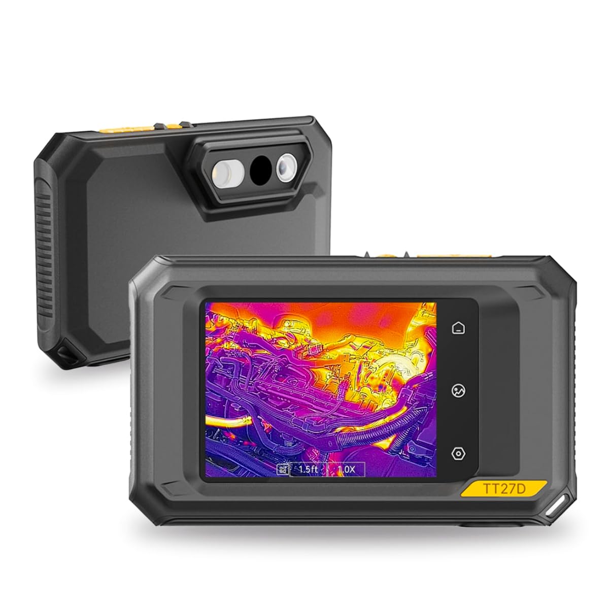 TT27D Dual-Lens WiFi Thermal Camera, 640x480 UIRA-IR Resolution | AI Scene Detection, 3.5" Touch Screen Compact Thermal Imaging Camera, 2MP Visual Camera, 25Hz, Wi-Fi Transfer, Carring Case
