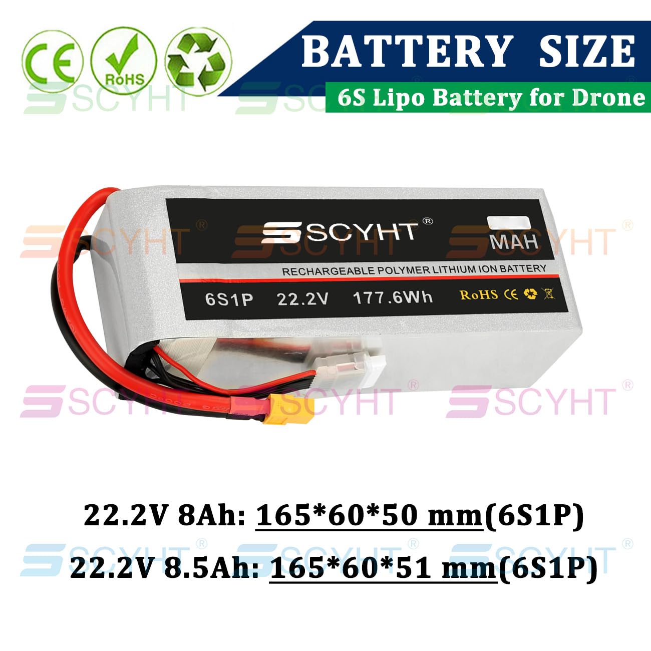 Batteria per droni 6S 22,2 V Batteria al litio 8 Ah