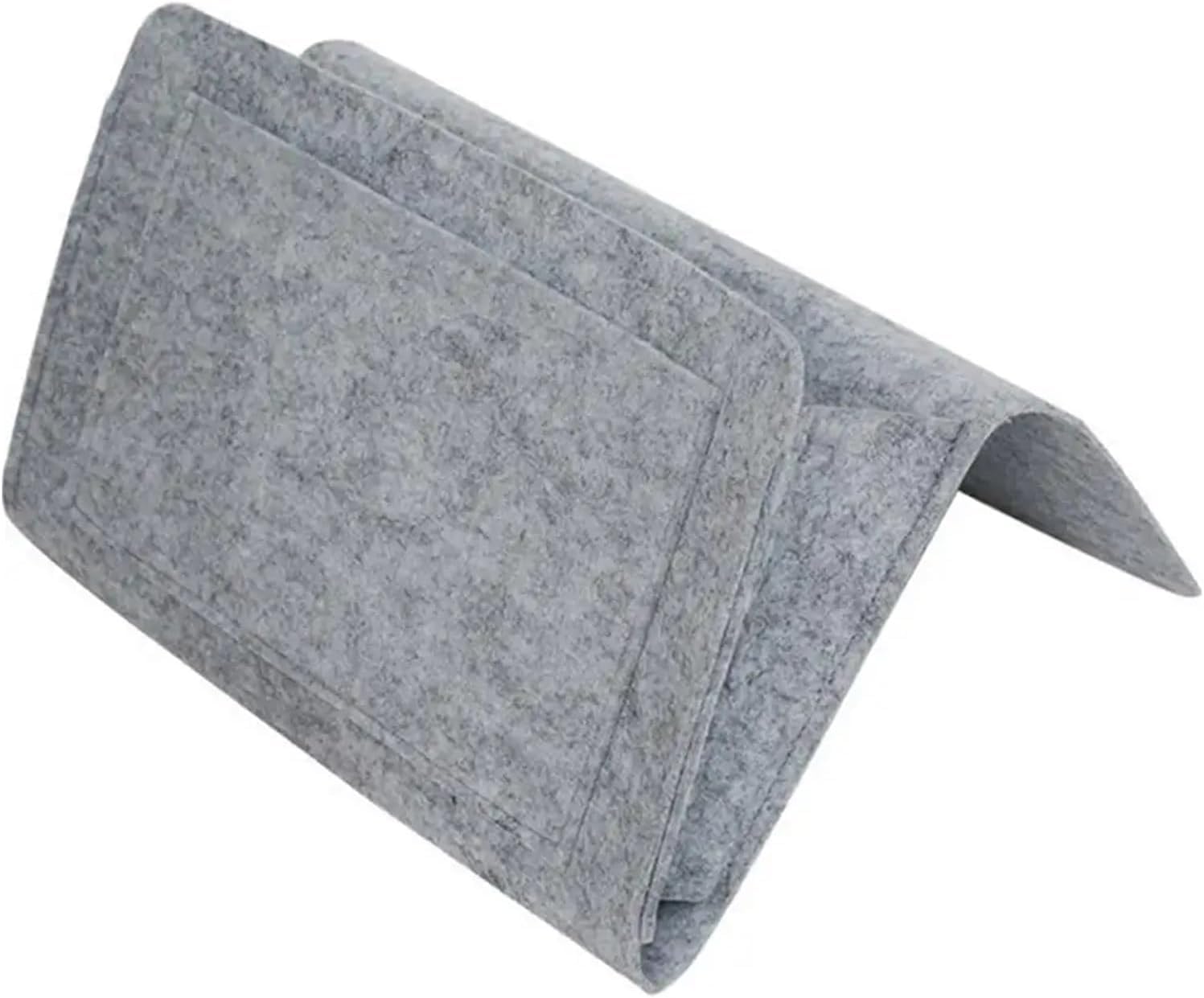 ZQINGQING Sofa Arm Tray Felt Bedside Storage Bag Sofa TV Remote Control Hanging Caddy Couch Organizer(Light Gray)