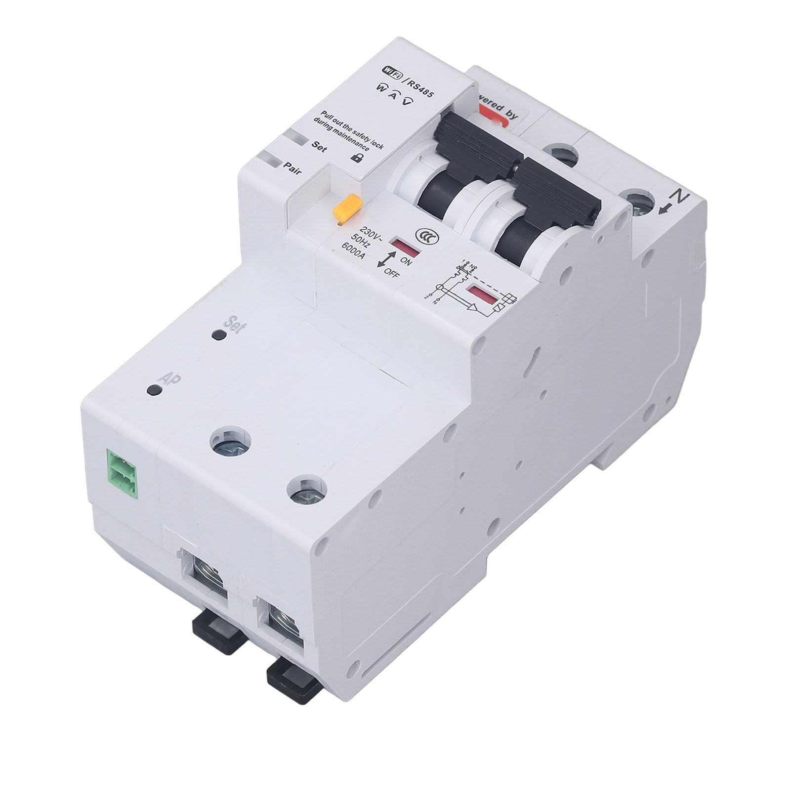Hyuduo Interruttore Automatico WiFi Intelligente, Interruttore Automatico Telecomando ABS 230 V 40 A 2 P con Protezione da Sovraccarico Archiviazione Dati, per Utenti di Quadri Elettrici con Scatola
