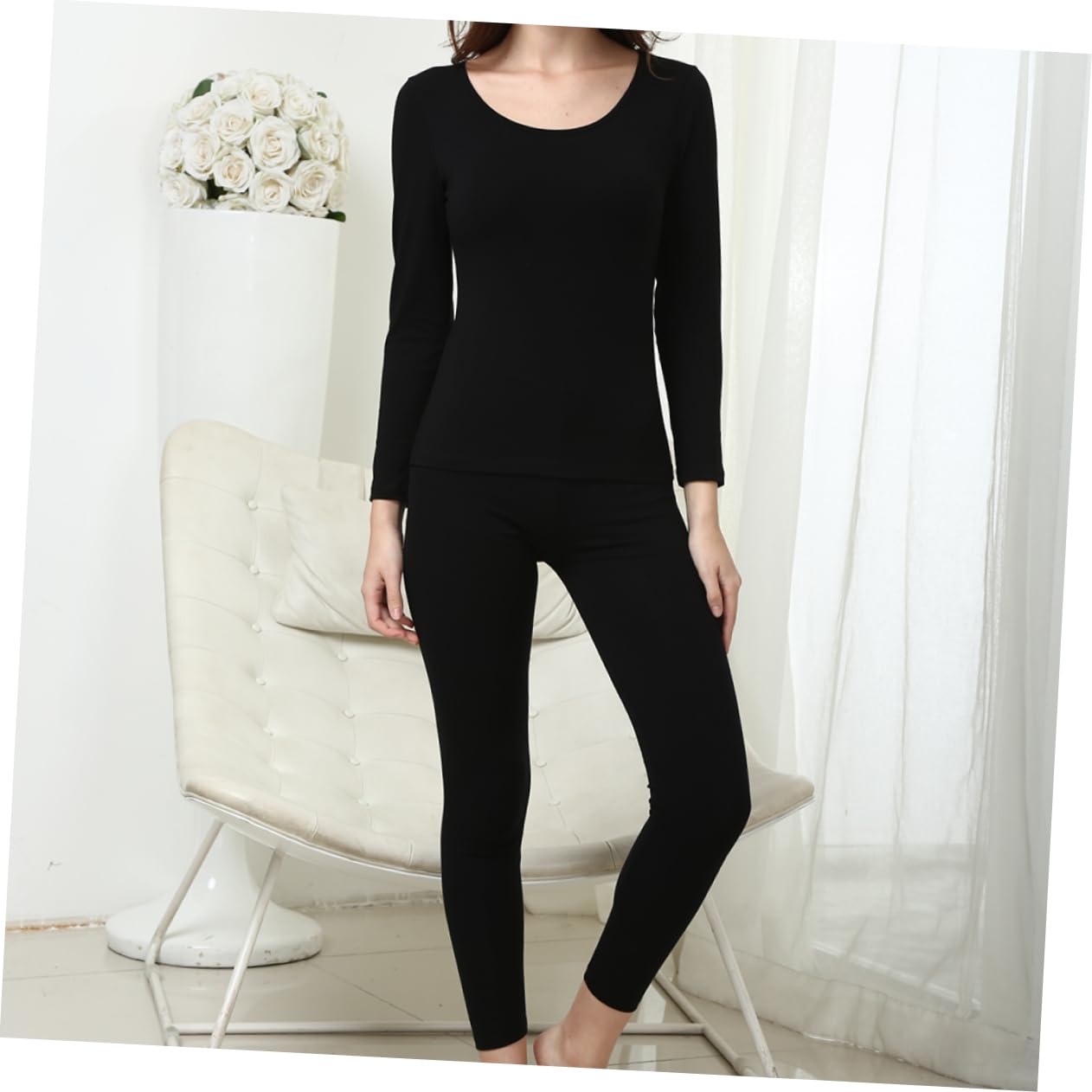 LIFKOME Femmes sous-vêtements Thermiques sous-vêtement Thermique en Coton sous-vêtements Thermiques pour Femmes Rose