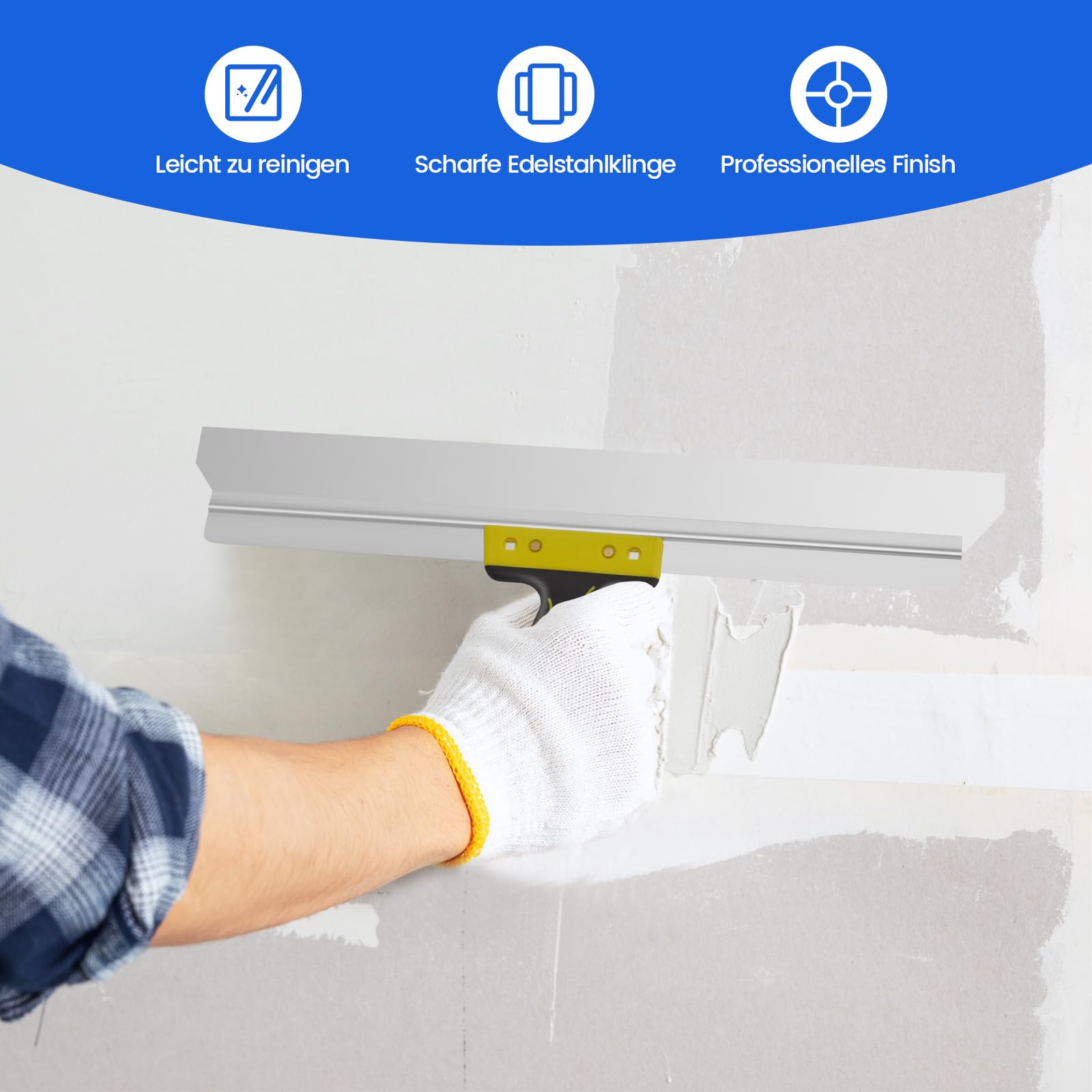 Couteau à Enduire, Couteau à Enduire En Acier Inoxydable Avec Manche Ergonomique éPaisseur Lame: 0,65 Mm, Largeur: 600 Mm Rouleau Truelle Plate Outil Pour Enduire Lisser Et RéNover Les Surfaces Sèches